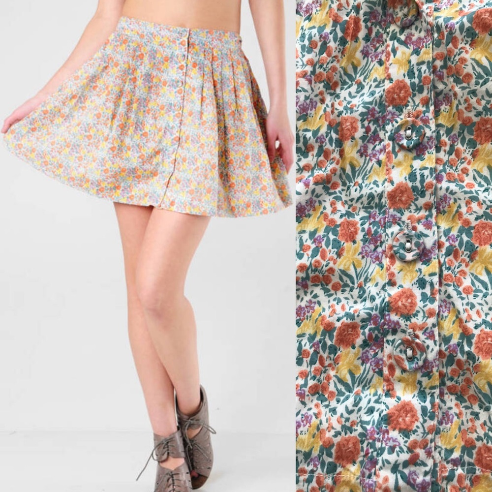 Free People Pocketed Floral Button Down Skirt